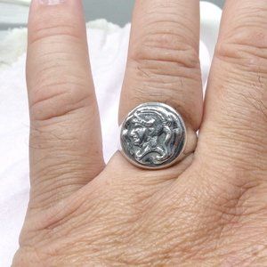 Men's Spartan signet ring - Sterling silver - size 12 - Made in Italy